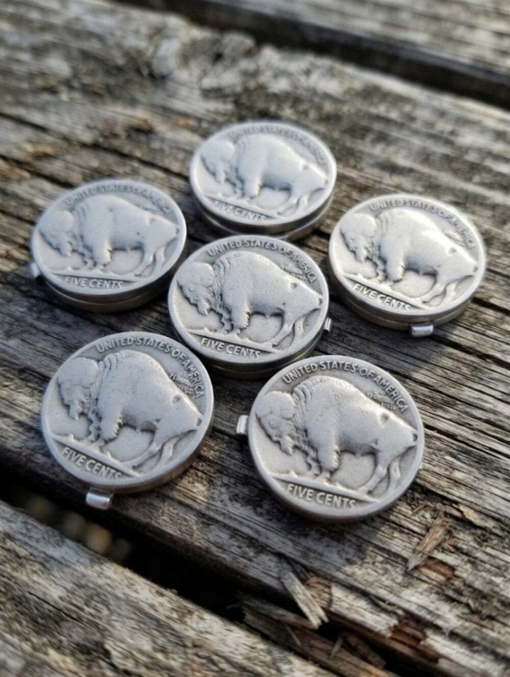 Buffalo Nickel Set of 6 Button Covers